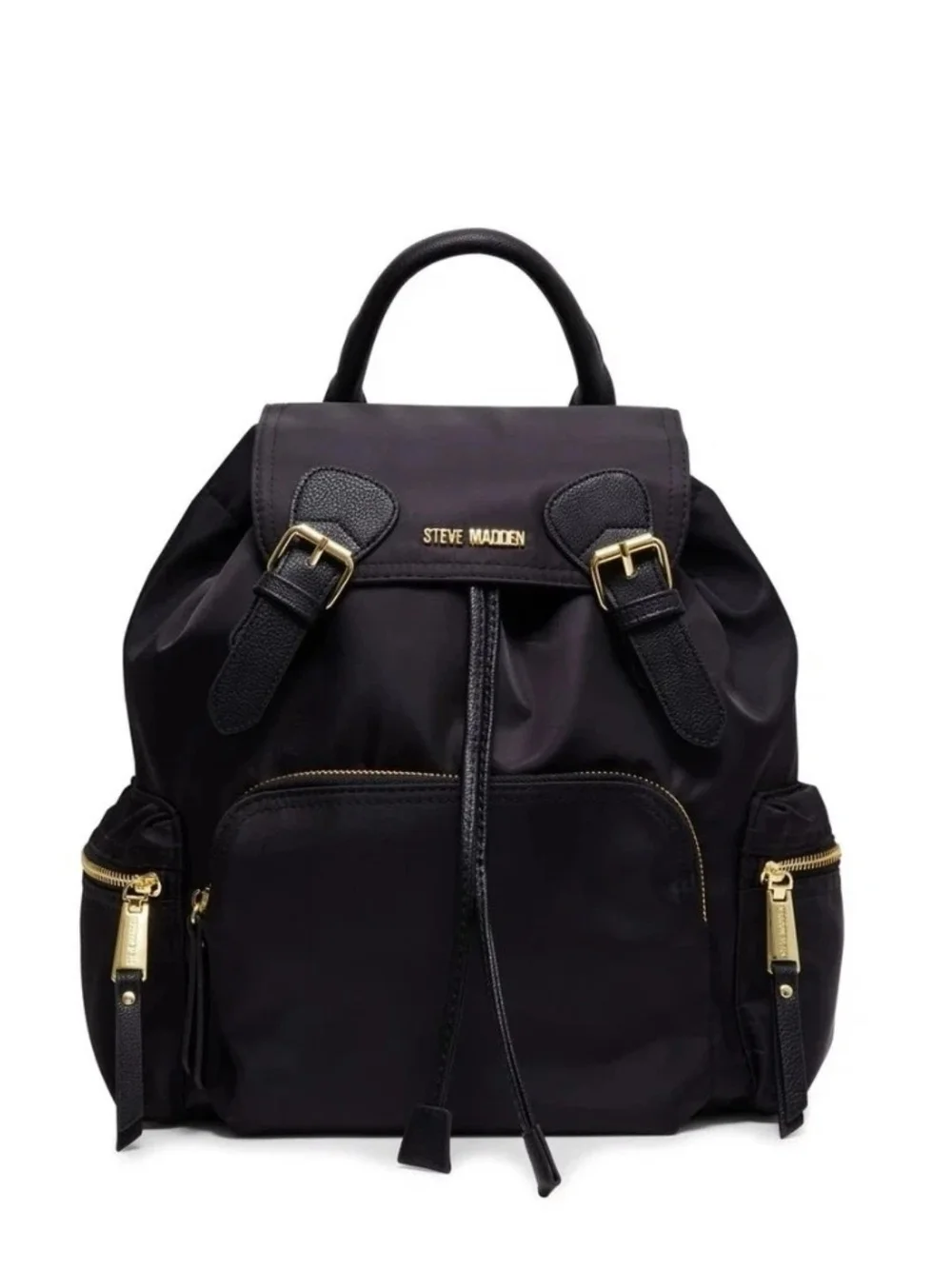 Steve Madden Black Backpack with Gold Hardware